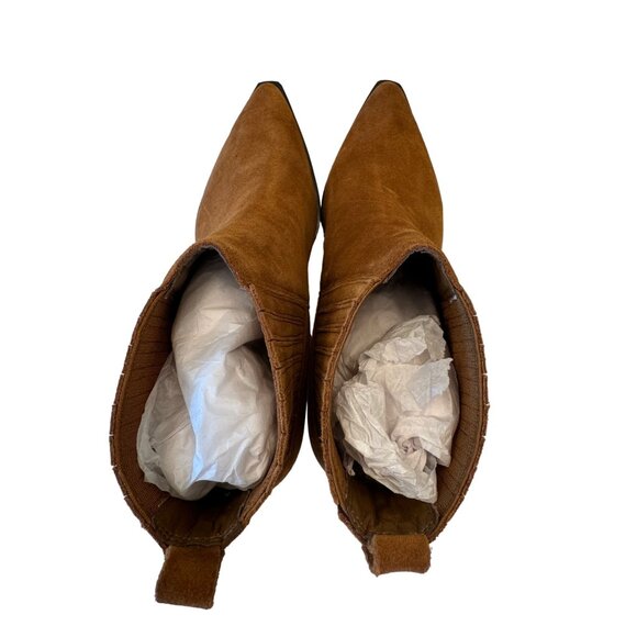 Marc Fisher Yarita Brown Suede Ankle Bootie Size 6M Western Point Toe NWOB - Picture 6 of 10